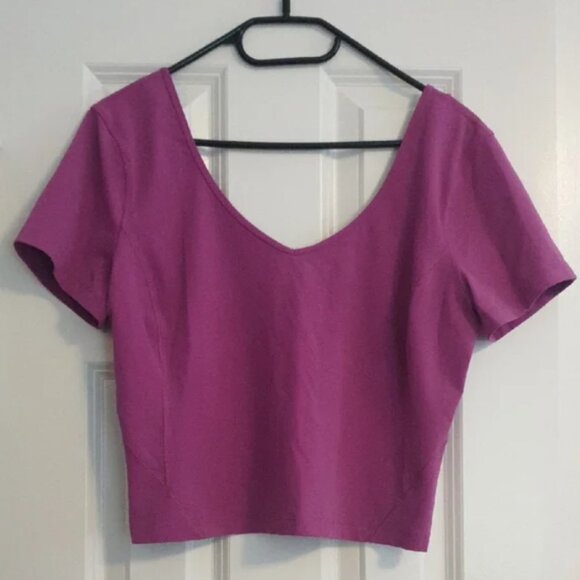 Lululemon Align Tee Short sleeves Yoga Top Size 16 Vivid Plum - Picture 4 of 5
